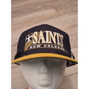 Vintage New Orleans Saints Snapback Hat Black Gold Youngan NFL Football Cap